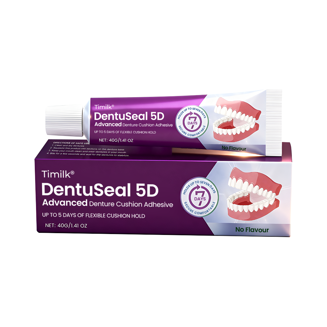 Timilk® DentuSeal 5D Advanced Denture Cushion Adhesive 🦷 Up to 5 Days of Flexible Cushion Hold