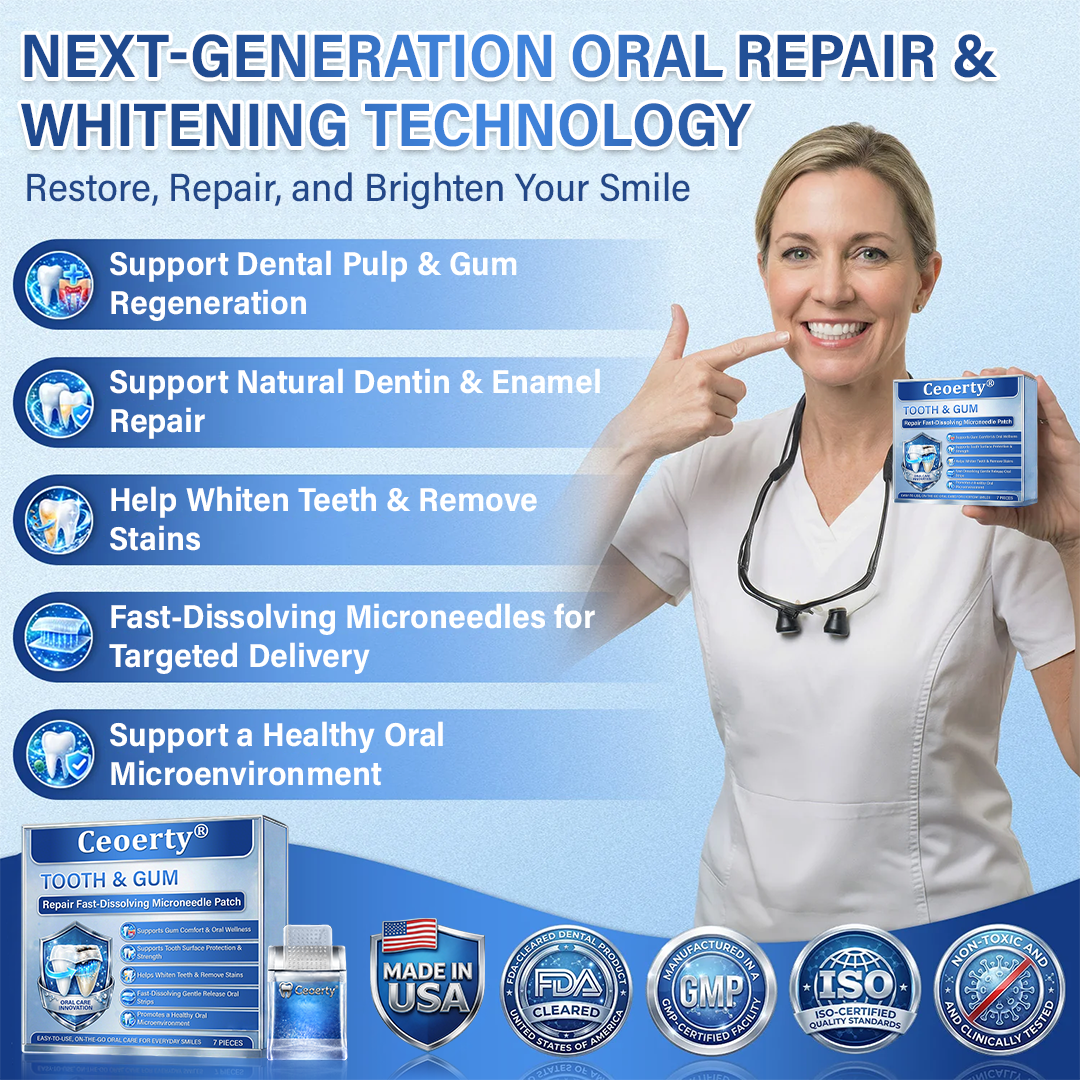 Your Smile🦷Ceoerty® Tooth & Gum Repair Fast-Dissolving Microneedle Patch✨ (𝟓-𝐢𝐧-𝟏 💎 𝐑𝐞𝐛𝐮𝐢𝐥𝐝 𝐄𝐧𝐚𝐦𝐞𝐥 & 𝐃𝐞𝐧𝐭𝐢𝐧 • 𝐒𝐭𝐫𝐞𝐧𝐠𝐭𝐡𝐞𝐧 𝐆𝐮𝐦𝐬 • 𝐄𝐫𝐚𝐝𝐢𝐜𝐚𝐭𝐞 𝐓𝐚𝐫𝐭𝐚𝐫 & 𝐎𝐝𝐨𝐫 • 𝐖𝐡𝐢𝐭𝐞𝐧𝐢𝐧𝐠 • 𝐒𝐭𝐨𝐩 𝐓𝐨𝐨𝐭𝐡 𝐒𝐞𝐧𝐬𝐢𝐭𝐢𝐯𝐢𝐭𝐲)